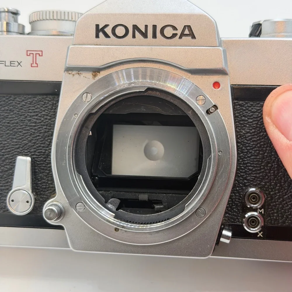 Konica Autoreflex T 35mm SLR Film Camera Body Silver Black Made in Japan 806749